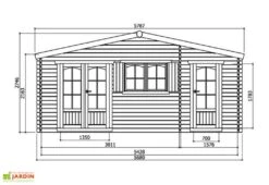 Solid Abri De Jardin Bois Rostock 40mm (568x388cm) -Garanta Jardin Magasin dimensions chalet s8970