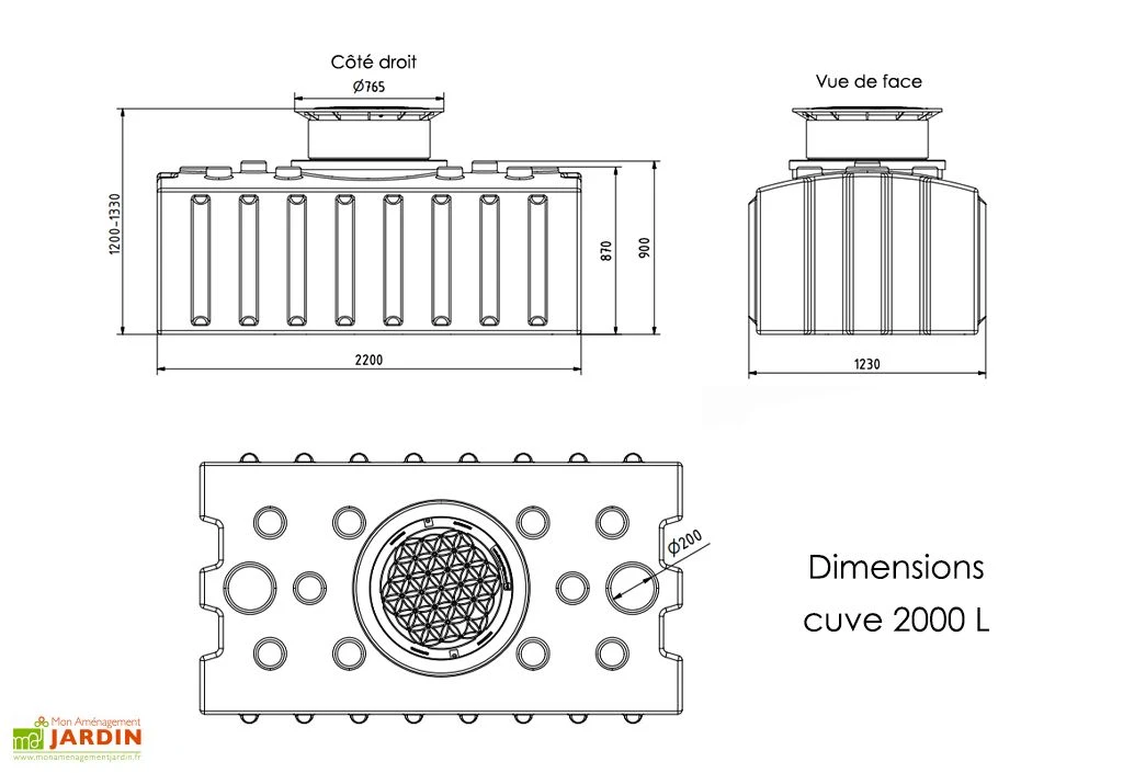 Cuve De Récupération D’eau De Pluie Enterrée – 2000 L Plate 5 Cuve De Récupération D’eau De Pluie Enterrée – 2000 L Plate – Image 3