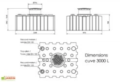 Cuve De Récupération D’eau De Pluie Enterrée – 3000 L Plate -Garanta Jardin Magasin dimensions cuve 3000l greenlife