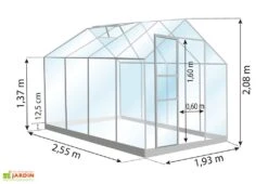 Serre De Jardin En Verre Trempé Lams 4,9 M² - Allium Vert 10 Serre De Jardin En Verre Trempé Lams 4,9 M² - Allium Vert -Garanta Jardin Magasin dimensions serre lams allium 4 90m2 1