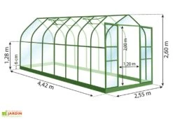Serre De Jardin En Verre Trempé Lams 11,3 M² - Aloe Vert -Garanta Jardin Magasin dimensions serre lams aloe 11 30m2