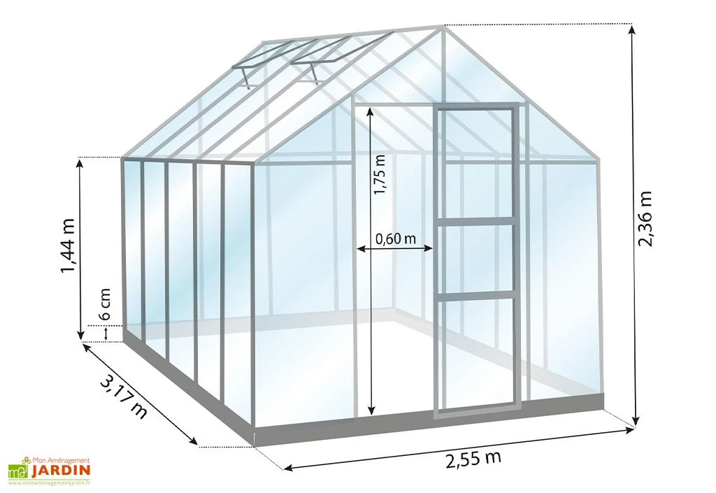 Serre De Jardin En Verre Trempé Lams 8,3 M² - Carvi Vert 6 Serre De Jardin En Verre Trempé Lams 8,3 M² - Carvi Vert – Image 4