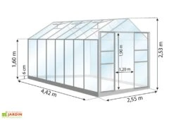 Serre De Jardin En Verre Trempé Lams 11,3 M² - Laurus Vert -Garanta Jardin Magasin dimensions serre lams laurus 11 30m2 1