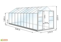 Serre De Jardin En Verre Trempé Lams 14,4 M² - Laurus Alu Naturel -Garanta Jardin Magasin dimensions serre lams laurus 14 40m2