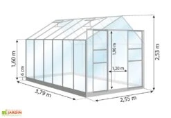 Serre De Jardin En Verre Trempé Lams 9,7 M² - Laurus Alu Naturel -Garanta Jardin Magasin dimensions serre lams laurus 9 70m2