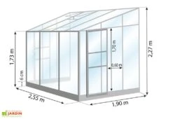 Serre De Jardin Adossée En Verre Lams 4,9 M² - Melissa Anthracite -Garanta Jardin Magasin dimensions serre lams melissa 4 90m2 1 1