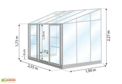 Serre De Jardin Adossée En Verre Lams 4,9 M² - Melissa Alu Naturel -Garanta Jardin Magasin dimensions serre lams melissa 4 90m2