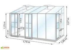 Serre De Jardin Adossée En Verre Lams 7,2 M² - Melissa Alu Naturel -Garanta Jardin Magasin dimensions serre lams melissa 7 20m2