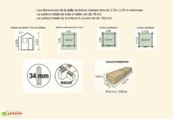 Abri De Jardin Bois Pommier 14 (398x398x263) 34 Mm -Garanta Jardin Magasin elements techniques pommier14 1