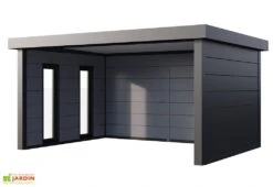 Abri De Jardin En Acier Galvanisé Ouvert Singolo - 17,11 M² -Garanta Jardin Magasin fenetres gauche abri anthracite singolo