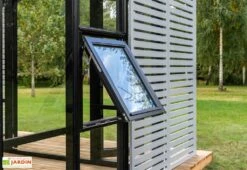 Serre De Jardin En Bois Et Verre Trempé Avec Panneaux Occultants – Lilas -Garanta Jardin Magasin fenetres serre jardin bois stali design 04