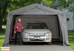 Garage Souple Et Mobile En Acier Et Polyéthylène 18 M² - 5 X 3,5 M -Garanta Jardin Magasin garage acier bache polyethylene 5m porte zippee 1