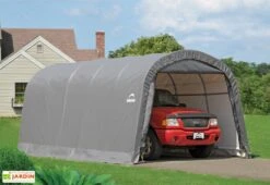 Abri Voiture En Toile : Polyéthylène Gris 610 X 370 Cm – 22,57 M² -Garanta Jardin Magasin garage souple gris shelter logic sl62780