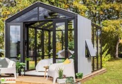 Serre De Jardin Bois Et Verre Trempé Avec Panneaux Occultants – Hibiscus -Garanta Jardin Magasin jardin hiver bois verre trempe stali