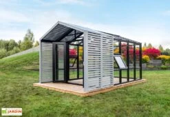 Serre De Jardin En Bois Et Verre Trempé Avec Panneaux Occultants – Lilas -Garanta Jardin Magasin jardin hiver bois verre trempe stali design 04