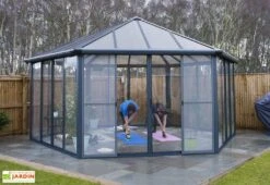 Jardin D’Hiver GARDA Gris Anthracite 5,95 X 5,17 X 3,32 M 13 Jardin D’Hiver GARDA Gris Anthracite 5,95 X 5,17 X 3,32 M -Garanta Jardin Magasin jardin hiver ferme gazebo hexagonal garda gris anthracite 597x517x332cm 4