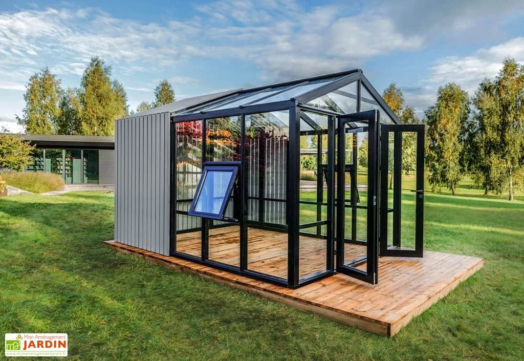 Serre De Jardin En Bois Et Verre Trempé Avec Panneaux Occultants – Jasmin 5 Serre De Jardin En Bois Et Verre Trempé Avec Panneaux Occultants – Jasmin – Image 3