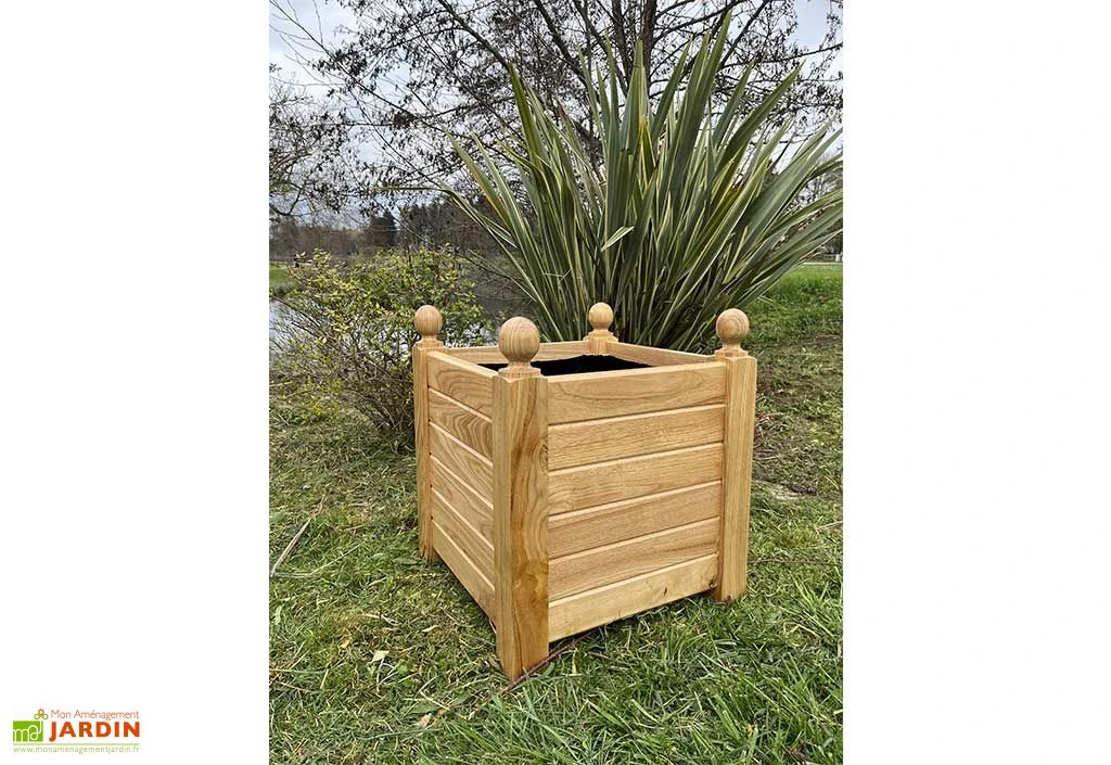Bac à Fleurs Carré Sur Pieds En Bois De Châtaignier Lasuré - Oranger 3 Bac à Fleurs Carré Sur Pieds En Bois De Châtaignier Lasuré - Oranger