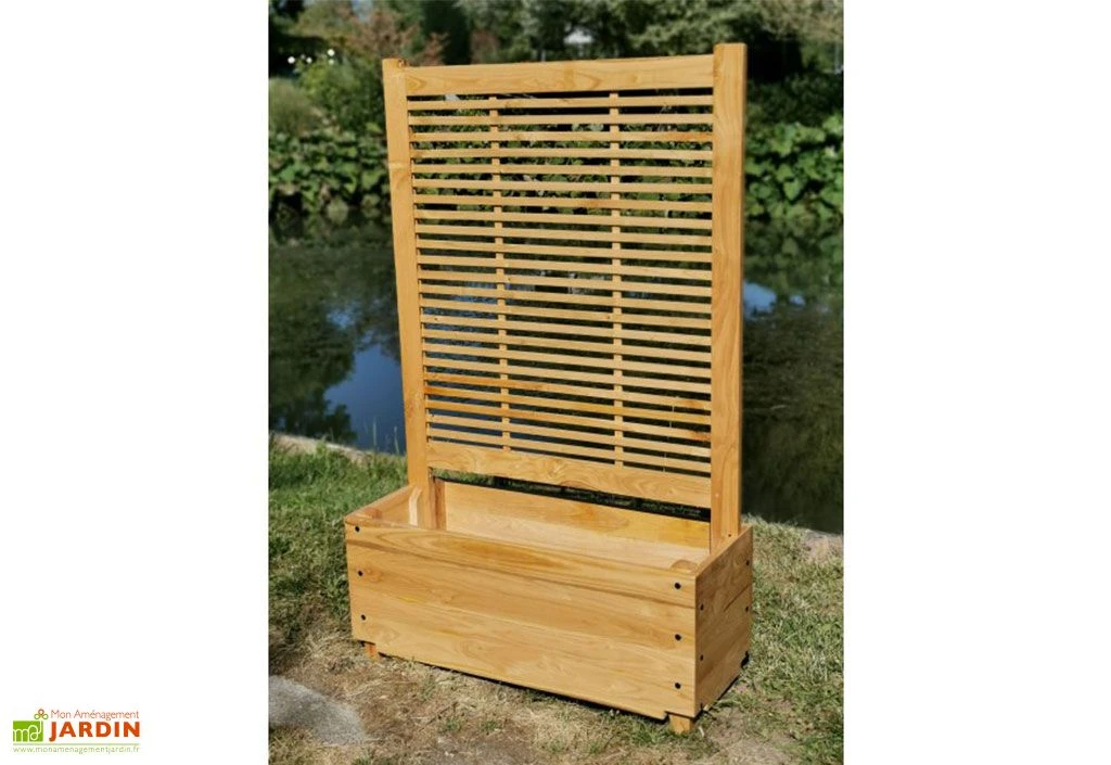 Bac à Fleurs Avec Treillis En Bois De Châtaignier Lasuré – Persienne 4 Bac à Fleurs Avec Treillis En Bois De Châtaignier Lasuré – Persienne – Image 2