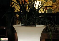 Pot De Fleurs Lumineux En Polyéthylène Flos – Ø 58 X 100 Cm -Garanta Jardin Magasin jardiniere lumineuse blanche perle