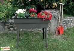 Jardinière Calipso Maxi Basic 40L + Pieds Amovibles – Taupe -Garanta Jardin Magasin jardiniere polypropylene 40l pieds amovibles calipso maxi basic taupe 2