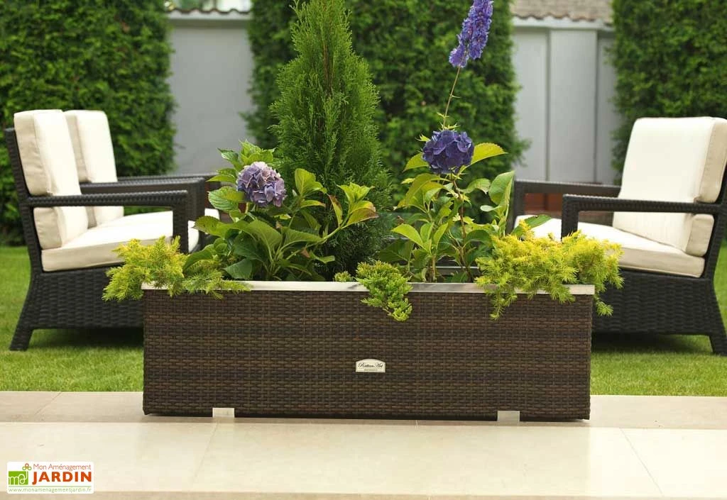Jardinière En Résine Tressée 108x39x43cm (l,l,h) 4 Jardinière En Résine Tressée 108x39x43cm (l,l,h) – Image 2