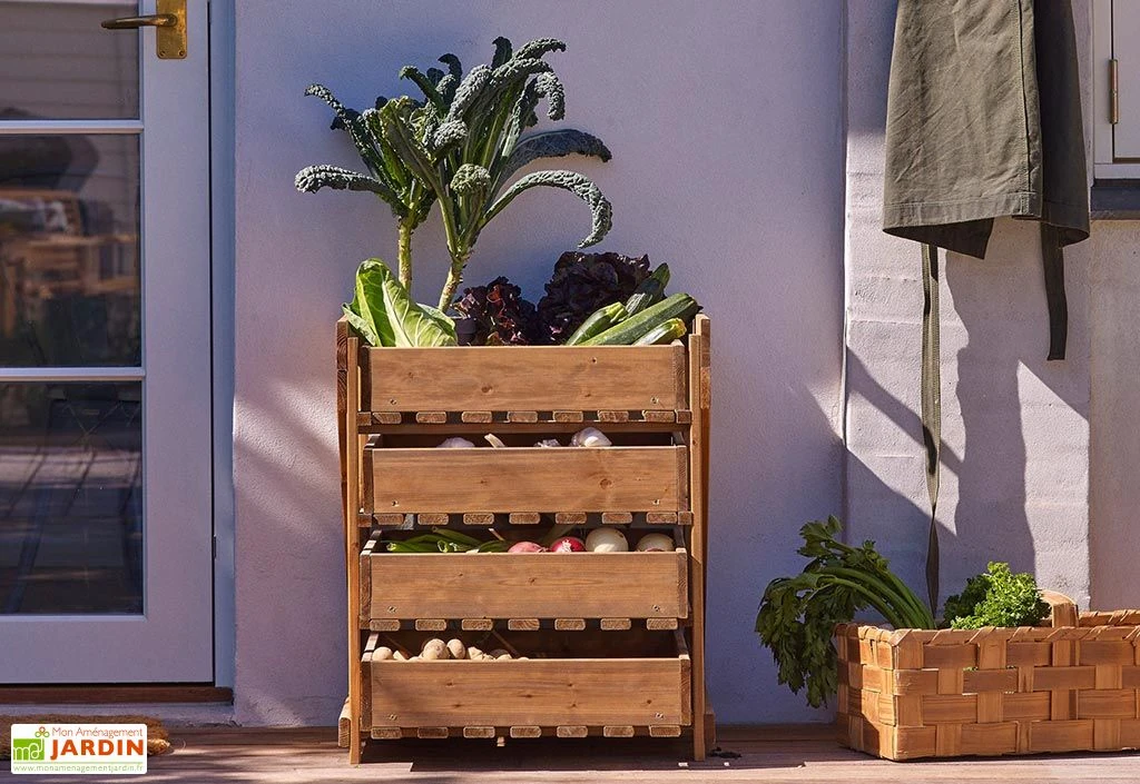 Légumier En Bois Autoclave Brun 4 Tiroirs - 50 X 54 X 60 Cm 3 Légumier En Bois Autoclave Brun 4 Tiroirs - 50 X 54 X 60 Cm