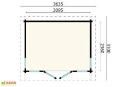 Abri De Jardin Moderne En Bois D’épicéa Brut Alex – 11,31 M² -Garanta Jardin Magasin plan dimensions abri jardin alex