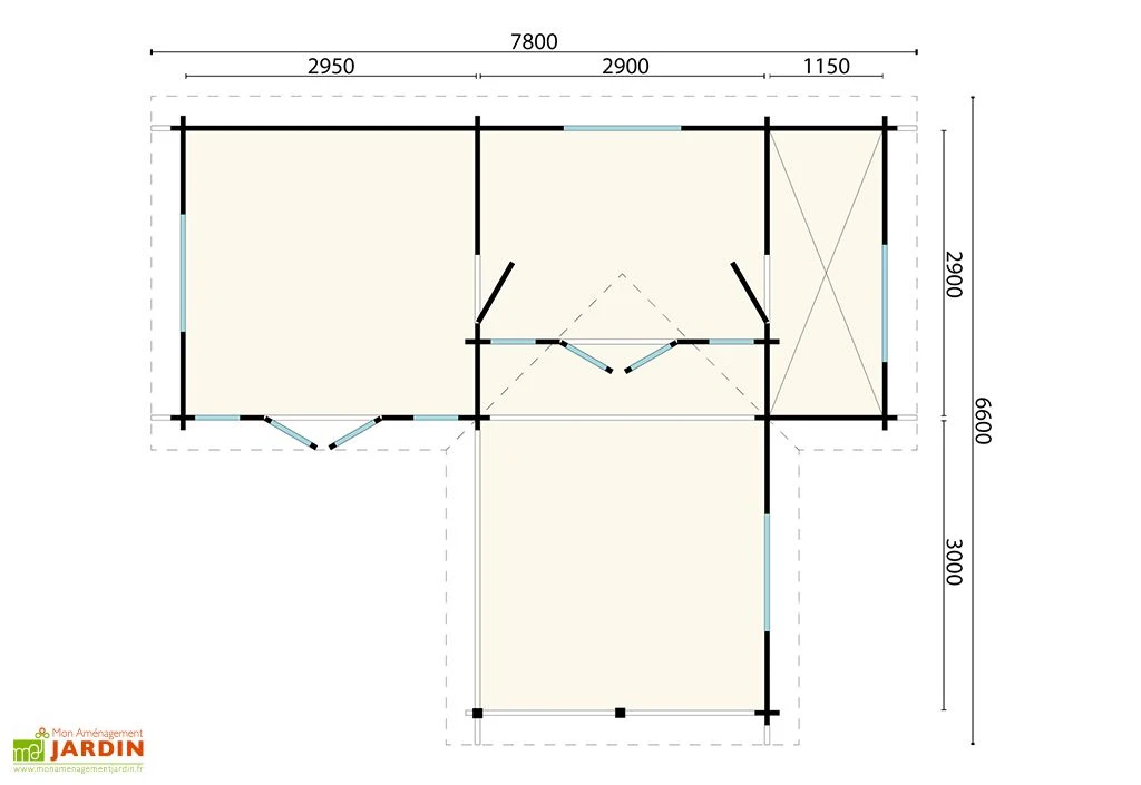 Bungalow De Jardin En Bois D’épicéa Brut Karl – 51,48 M² 6 Bungalow De Jardin En Bois D’épicéa Brut Karl – 51,48 M² – Image 4