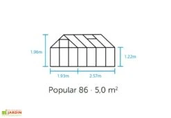 Halls Serre De Jardin En Aluminium Et Verre Trempé Popular 86 - 5 M² -Garanta Jardin Magasin plan dimensions serre jardin popular 86