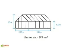 Halls Serre De Jardin En Aluminium Et Verre Trempé Universal 128 – 9,9 M² -Garanta Jardin Magasin plan dimensions serre verre universal 128 1