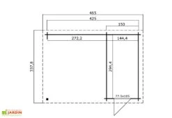 Abri De Jardin En Bois D’épicéa Brut Avec Auvent 12,35 M² – Wibo 300 -Garanta Jardin Magasin plan mesure abri wibo
