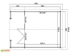 Abri De Jardin En Bois D’épicéa 18 M² - Luna 2 -Garanta Jardin Magasin plan sol dimensions luna 2