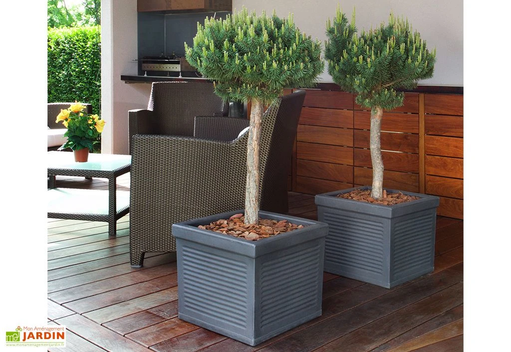 Roto Pot De Fleurs Extérieur En Polyéthylène Et Bois 43 X 40 Cm Line L 3 Roto Pot De Fleurs Extérieur En Polyéthylène Et Bois 43 X 40 Cm Line L