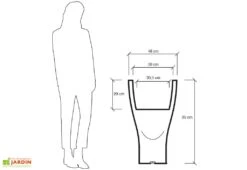 Pot De Fleurs Polyéthylène Domus H85 Ø48 -Garanta Jardin Magasin pot fleurs plastique rotomoule polyethylene blanc gris 35l 3