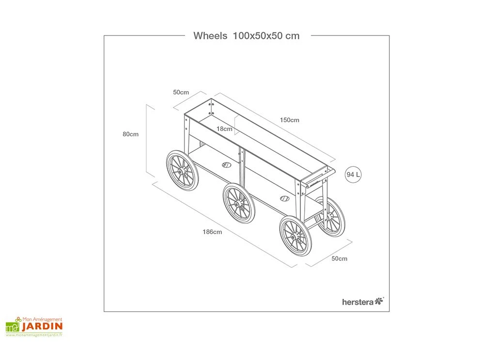Jardinière En Acier à Roulettes - Wheels 8 Jardinière En Acier à Roulettes - Wheels – Image 6