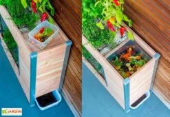Potager Sur Pieds Balcomposteur Et Composteur Intégré – Bois Douglas -Garanta Jardin Magasin potager urbain jardiniere bois composteur francais 2