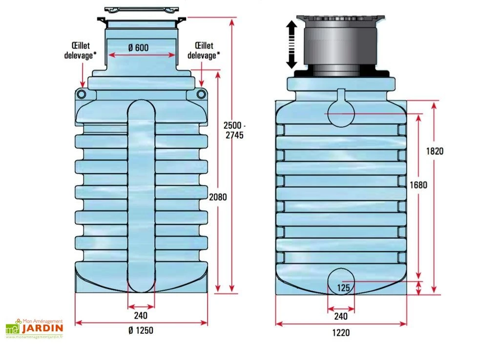 Puits En Polyéthylène à Enterrer Avec Dôme Coulissant 2000 L 7 Puits En Polyéthylène à Enterrer Avec Dôme Coulissant 2000 L – Image 5