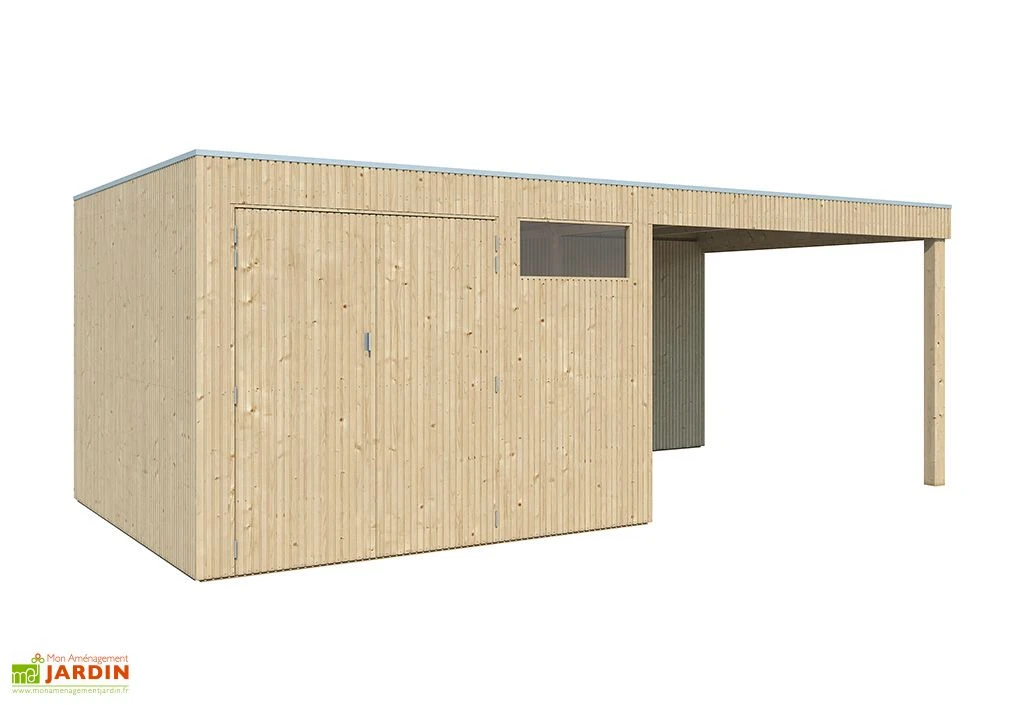 Abri De Jardin En Bois D’épicéa Brut Avec Auvent – 17,8 M² 4 Abri De Jardin En Bois D’épicéa Brut Avec Auvent – 17,8 M² – Image 2