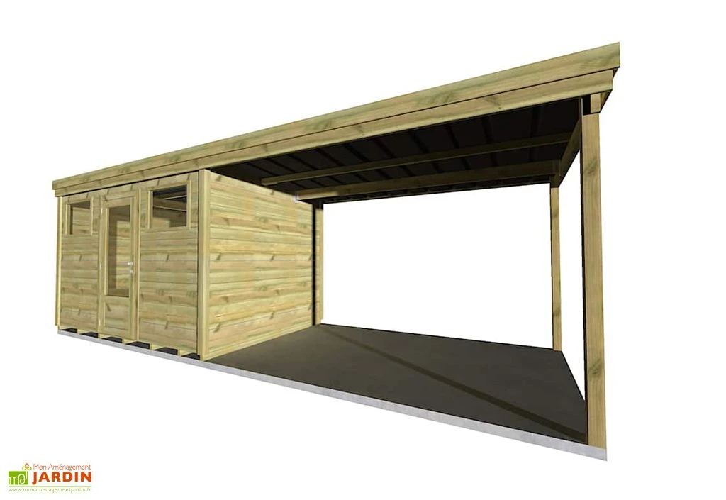 Abri De Jardin En Bois De Pin Traité Avec Auvent Et Plancher – 20,5 M² 4 Abri De Jardin En Bois De Pin Traité Avec Auvent Et Plancher – 20,5 M² – Image 2