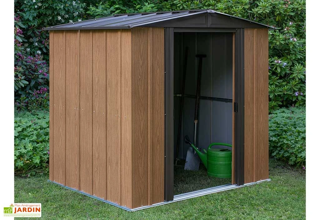 Abri De Jardin En Acier Galvanisé Imitation Bois Woodlake - 2,93 M² 4 Abri De Jardin En Acier Galvanisé Imitation Bois Woodlake - 2,93 M² – Image 2