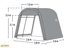 Abri De Jardin En Toile Polyéthylène Et Acier 9 M² -Garanta Jardin Magasin schema abri jardin toile 9m2