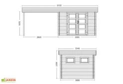 Abri De Jardin Bois Lounj 28 Mm (300x581) -Garanta Jardin Magasin schema dimensions chalet jardin bois