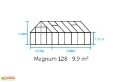 Halls Serre De Jardin En Aluminium Et Verre Horticole Magnum 128 – 9,9 M² 5 Halls Serre De Jardin En Aluminium Et Verre Horticole Magnum 128 – 9,9 M² -Garanta Jardin Magasin schema dimensions serre verre magnum 128