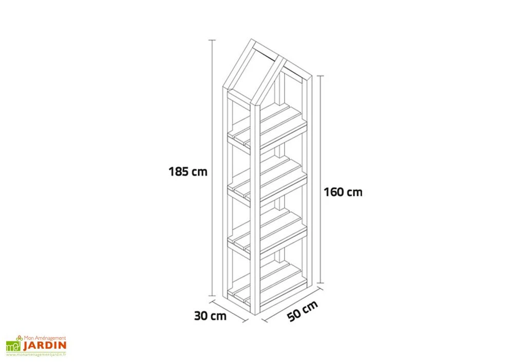 Étagère De Jardin En Bois De Pin Traité Campanile L - 50 X 30 X 185 Cm 4 Étagère De Jardin En Bois De Pin Traité Campanile L - 50 X 30 X 185 Cm – Image 2