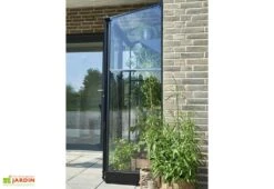 Halls Serre De Jardin Adossée En Verre Trempé Qube Lean-to 24 – 0,8 M² -Garanta Jardin Magasin serre adossee verre vue laterale