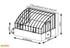 Serre Adossée Ancienne En Aluminium Et Verre Trempé 4mm Chambord 455x280 -Garanta Jardin Magasin serre ancienne en aluminium et verre trempe 4mm chambord schema 1 1
