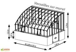 Serre Adossée Ancienne En Aluminium Et Verre Trempé 4mm Versailles 380x280m -Garanta Jardin Magasin serre ancienne en aluminium et verre trempe 4mm versailles schema