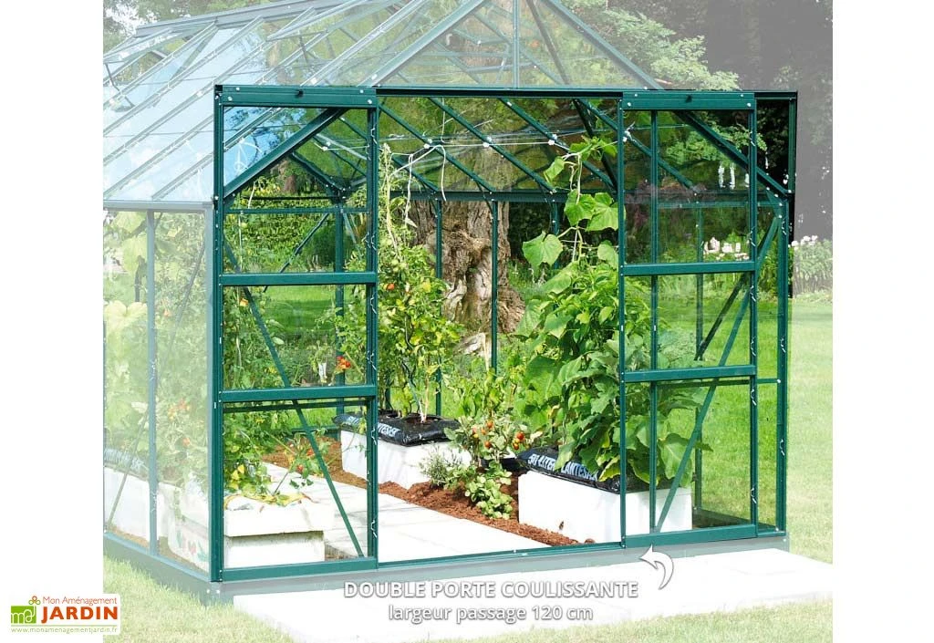 Serre De Jardin En Verre Trempé Lams 8,1 M² - Laurus Verte 5 Serre De Jardin En Verre Trempé Lams 8,1 M² - Laurus Verte – Image 3