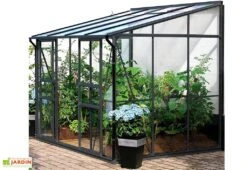Serre De Jardin Adossée En Verre Lams 4,9 M² - Melissa Anthracite -Garanta Jardin Magasin serre jardin adossee aluminium anthracite verre trempe melissa ida lams 5200 3